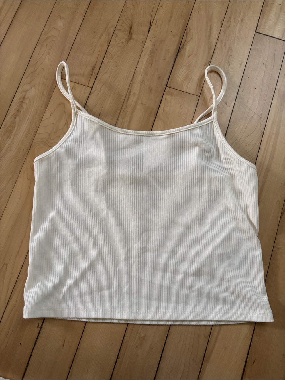 American Eagle Outfitters Cream Ribbed Spaghetti Strap Cami